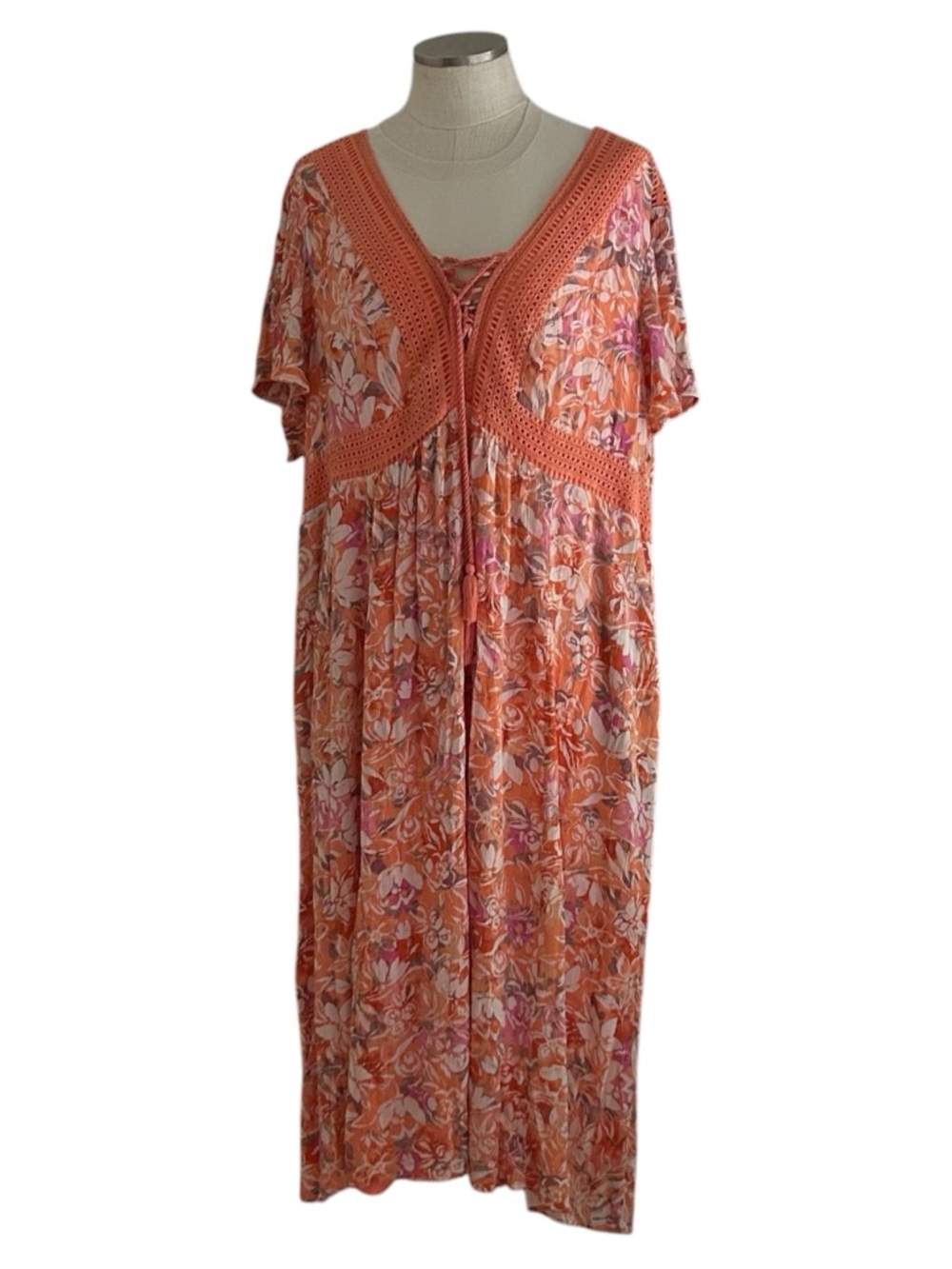 Torrid Maxi Floral Crochet Lace Accent Boho Style Dress Torrid Size 4